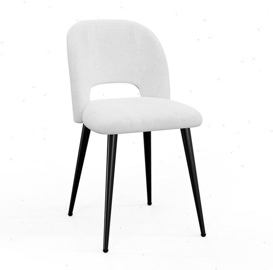 Corenia Eetkamerstoel – Stoel – Designstoel – Bureaustoel – Witte Stoel – Scandinavisch Design – Fluwelen Rugleuning – 48x45x85 cm