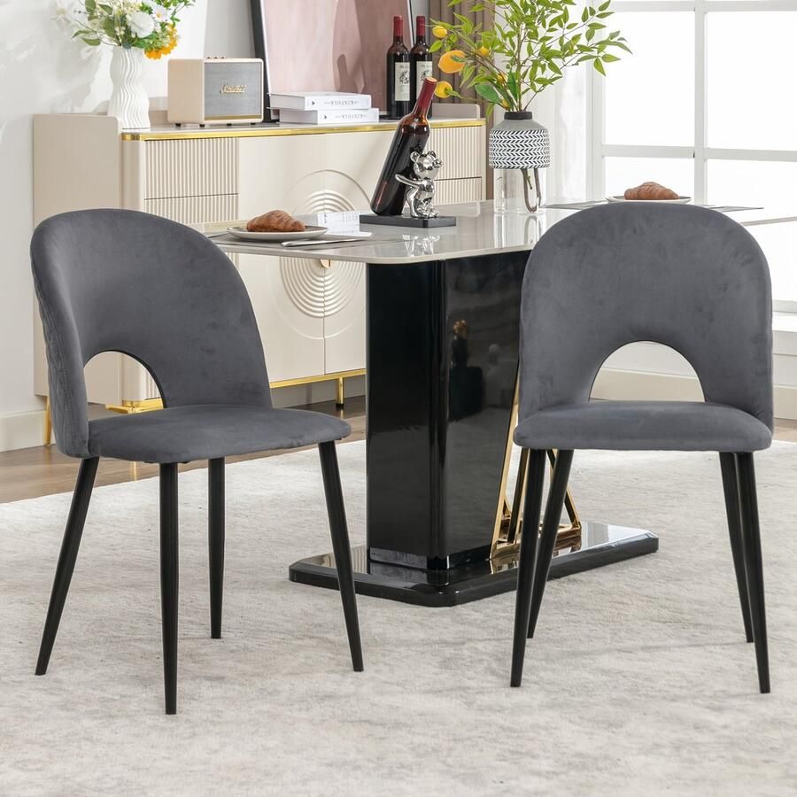 Corenia Eetkamerstoel – Stoel – Designstoel – Diningset – Vergaderstoel – Grijs – Metalen Frame – Verstelbare Poten – Ergonomisch Zitten – Diamantpatroon Rugleuning