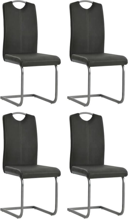 Corenia Eetkamerstoel – Stoel – Dinersstoel – Keukenstoel – Zitstoel – Kunstleer Bekleding – Stalen Frame – Set Van 4 – Comfortabel En Duurzaam – Grijs