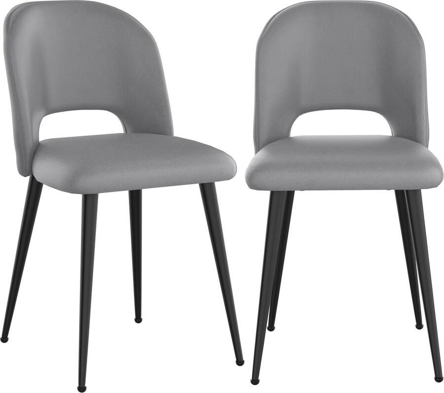 Corenia Eetkamerstoel – Stoel – Dining Chair – Keukenstoel – Dining Room Chair – Grijs Fluwelen Bekleding – Ergonomisch Ontwerp – 48x45x85 cm Compact Formaat