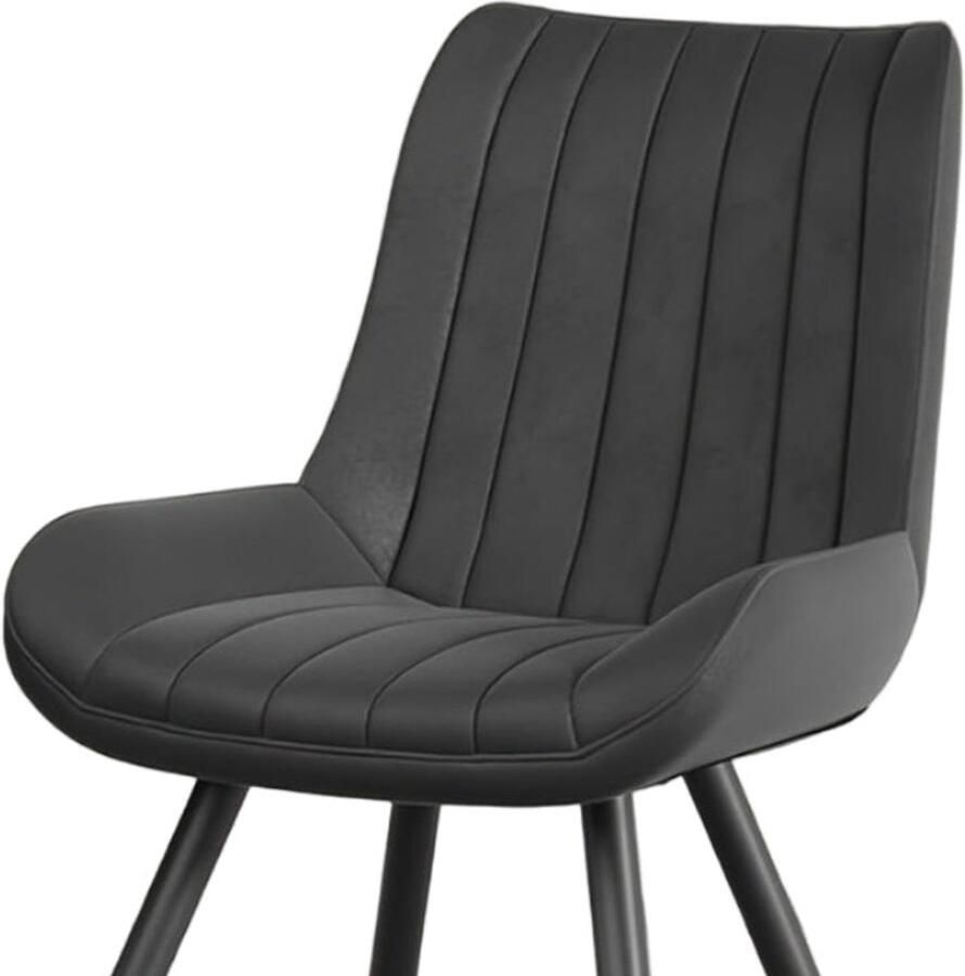 Corenia Eetkamerstoel – Stoel – Draaistoel – Keukenstoel – Bureaustoel – Ergonomisch Design – Zachte Schuimvulling – Zwart – Set van 2 – Synthetische Bekleding – Met Armleuningen – Metalen Frame