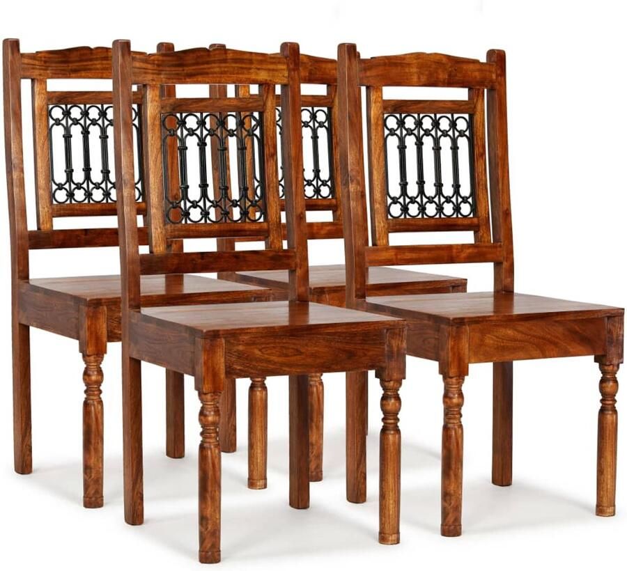 Corenia Eetkamerstoel – Stoel – Eettafelstoel – Kuipstoel – Houten Stoel – Massief Acaciahout – Handgemaakt – Duurzaam & Uniek Houtpatroon