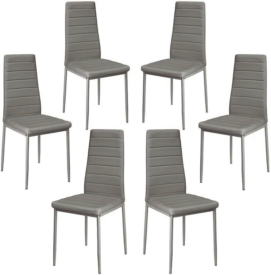 Corenia Eetkamerstoel – Stoel – Kuipstoel – Armstoel – Draaistoel – Set van 6 – PU Leer – Metalen Poten – Ergonomisch Design – Stapelbaar – Makkelijk schoon te maken