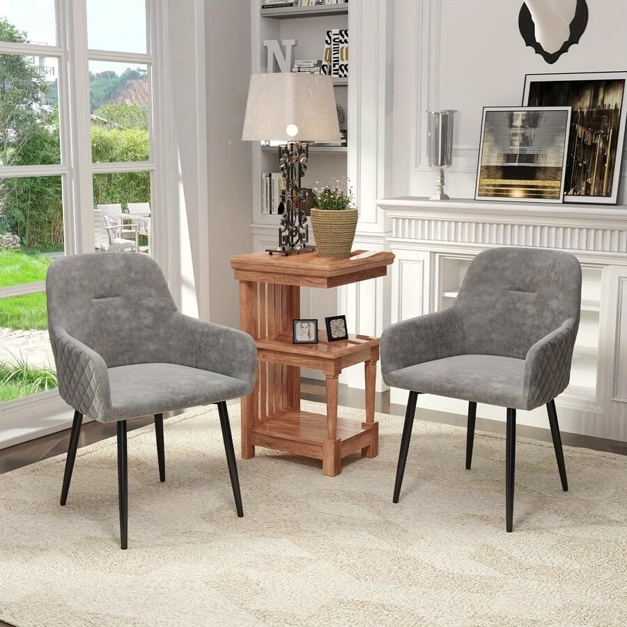 Corenia Eetkamerstoel – Stoel – Kuipstoel – Armstoel – Draaistoel – Velvet Bekleding – Strassteentjes Rugleuning – Grijs – Metalen Poten – Met Armleuningen