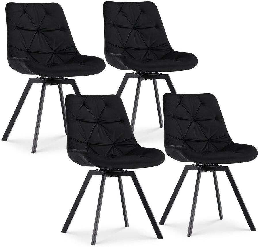 Corenia Eetkamerstoel – Stoel – Kuipstoel – Designstoel – Keukenstoel – Blauw Velvet – Ergonomisch Memory Foam – 360° Draaibaar Zonder Wieltjes