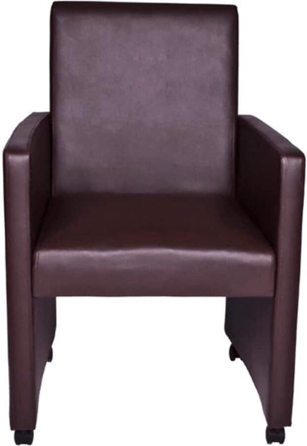 Corenia Eetkamerstoel – Stoel – Kuipstoel – Draaistoel – Armstoel – Kunstleer – Met Wieltjes – Ergonomisch Comfort – Bruin