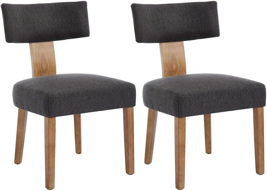 Corenia Eetkamerstoel – Stoel – Kuipstoel – Keukenstoel – Armleuningvrij – Donkergrijs – Linnen Bekleding – Massief Houten Frame