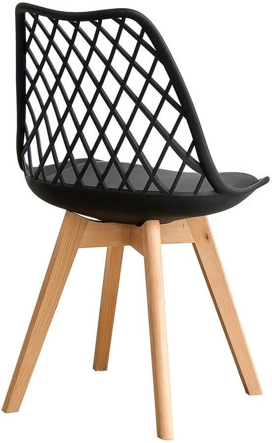 Corenia Eetkamerstoel – Stoel – Kuipstoel – Keukenstoel – Bureaustoel – Beukenhouten Poten – Ademend Mesh Rugleuning – PU Zitkussen Ergonomisch Tulip Design