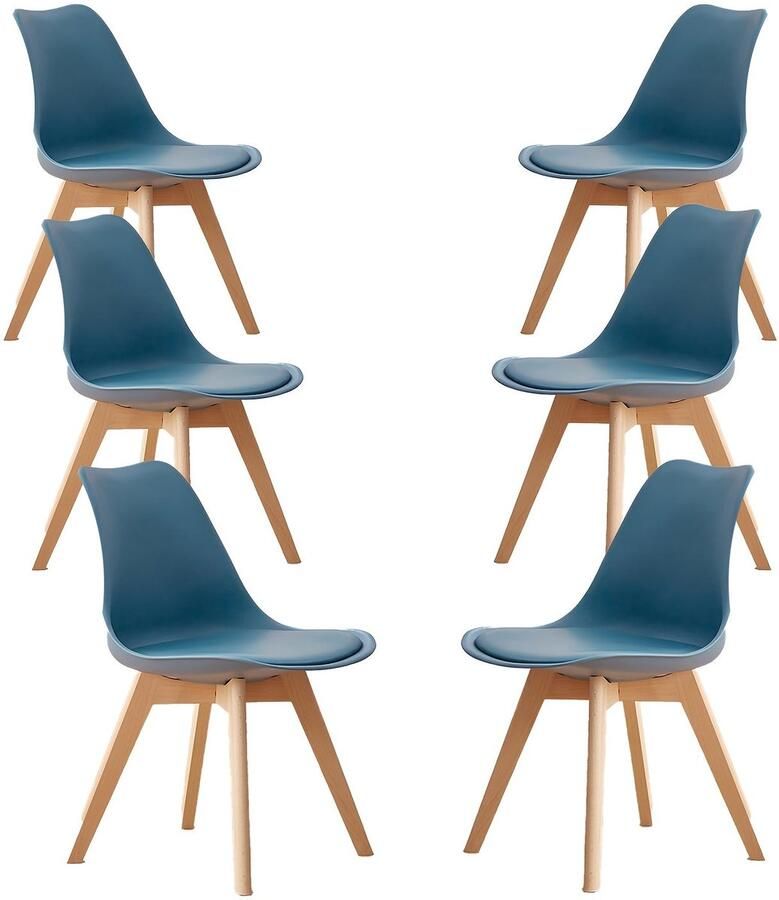 Corenia Eetkamerstoel – Stoel – Kuipstoel – Keukenstoel – Designstoel – Set Van 6 – PU Zitting – Beukenhouten Frame