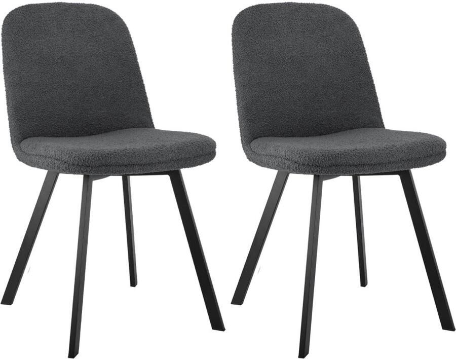 Corenia Eetkamerstoel – Stoel – Kuipstoel – Keukenstoel – Dining Chair – Teddy Fleece – Zachte Bekleding – Stabiel Metalen Frame – Set van 2