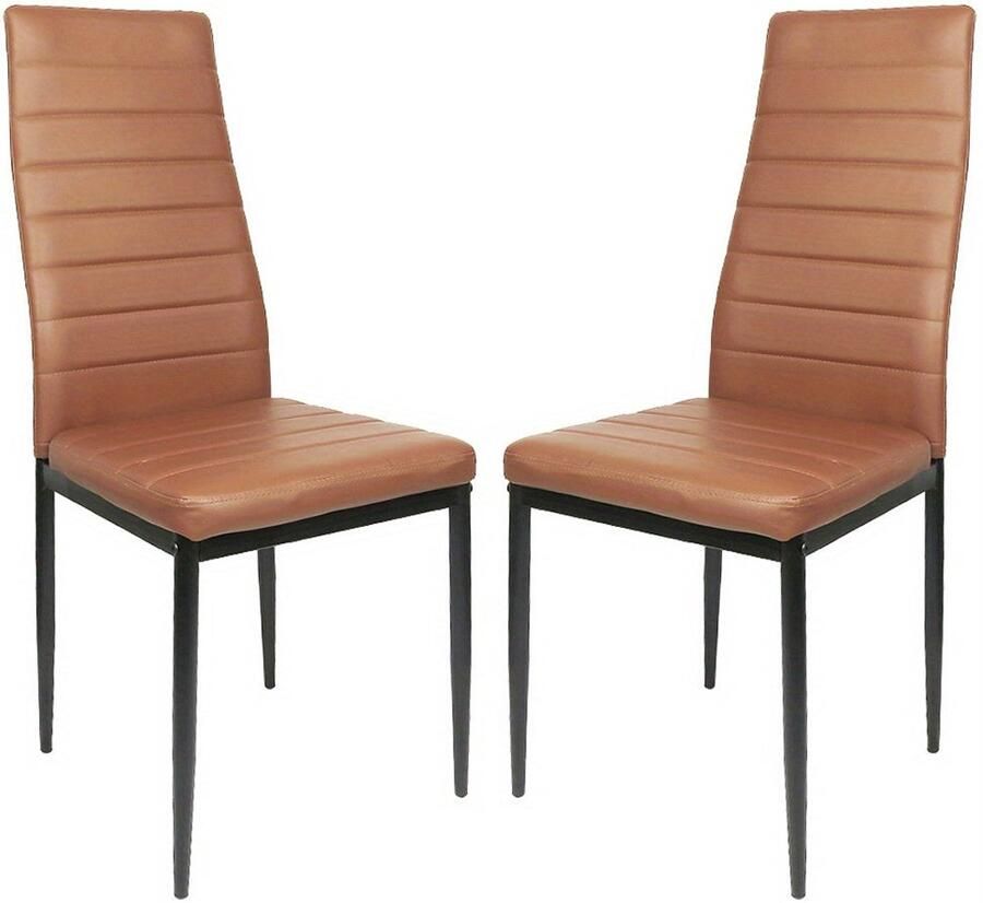 Corenia Eetkamerstoel – Stoel – Kuipstoel – Keukenstoel – Vergaderstoel – Set van 2 – Comfortabele Katoenen Bekleding – Modern Tijdloos Design – Warme Bruine Kleur