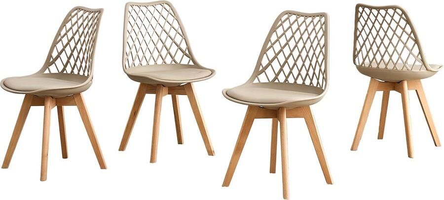 Corenia Eetkamerstoel – Stoel – Kuipstoel – Keukenstoel – Woonkamerstoel – Scandinavisch Design – PU Leder Bekleding – Beukenhouten Poten – Ergonomisch Comfort – Max. Draagvermogen 136 kg – Wit