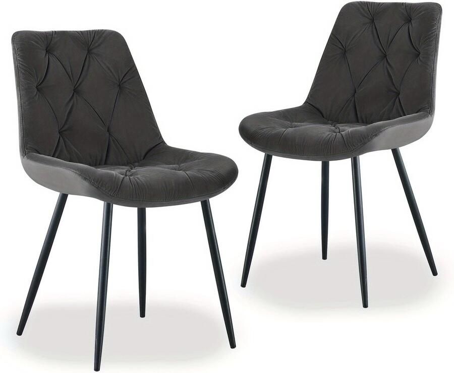 Corenia Eetkamerstoel – Stoel – Kuipstoel – Keukenstoel – Woonkamerstoel – Set van 2 – Velvet Bekleding – Dikke Gewatteerde Rugleuning