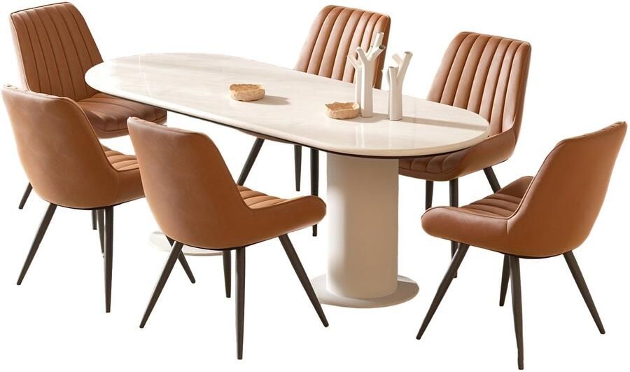 Corenia Eetkamerstoel – Stoel – Kuipstoel – Keukenstoel – Zithoekstoel – Set van 6 – Memory Foam Zitting – Metaal en Hout Frame