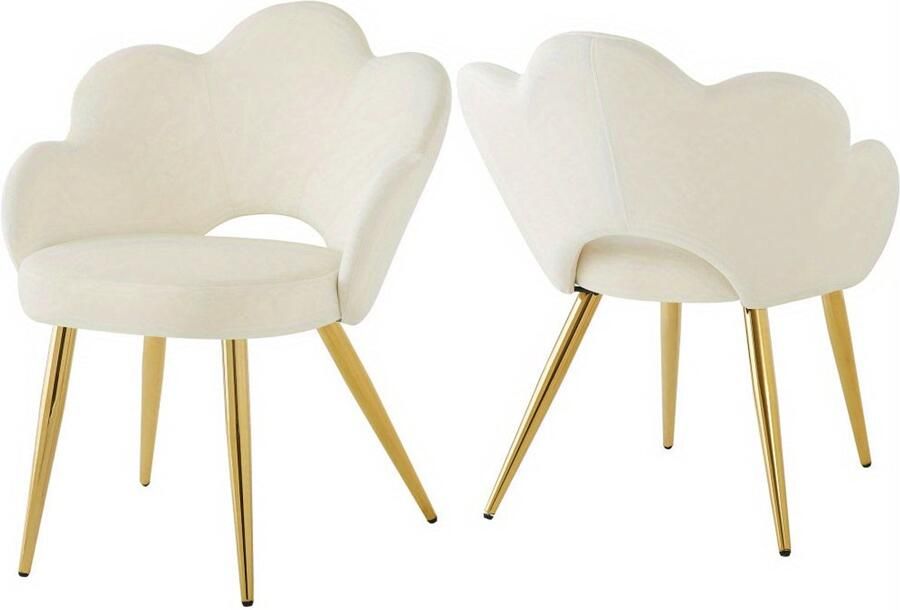 Corenia Eetkamerstoel – Stoel – Kuipstoel – Makeupstoel – Designstoel – Velours Bekleding – Ergonomisch Ontwerp – Gouden Verzinkte Metalen Poot – Set Van 2
