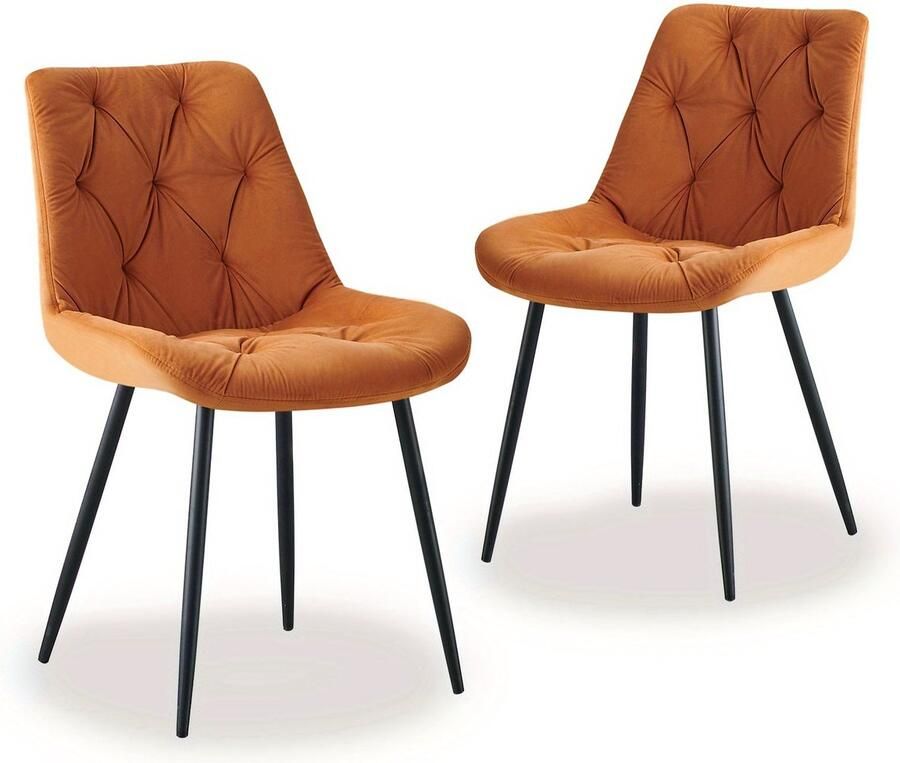 Corenia Eetkamerstoel – Stoel – Kuipstoel – Woonkamerstoel – Keukenstoel – Set van 2 – Velvet Bekleding – Dikke Gevoerde Rugleuning