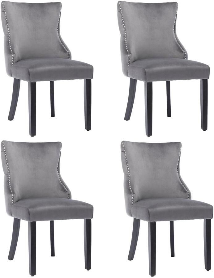 Corenia Eetkamerstoel – Stoel – Set van 4 Dinerstoel – Zithoekstoel – Fluwelen Bekleding – Metalen Frame – Draagvermogen 150 Kg Grijs