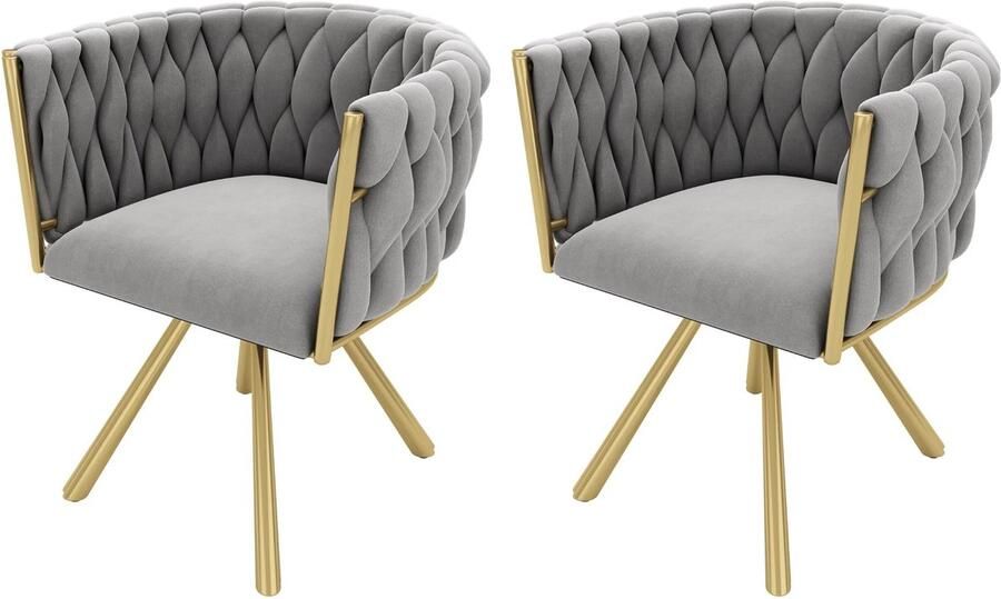 Corenia Eetkamerstoel – Stoel – Velvet Stoel – Draaibare Stoel – Comfortabele Stoel – Zachte Velvet Bekleding – 360° Draaifunctie