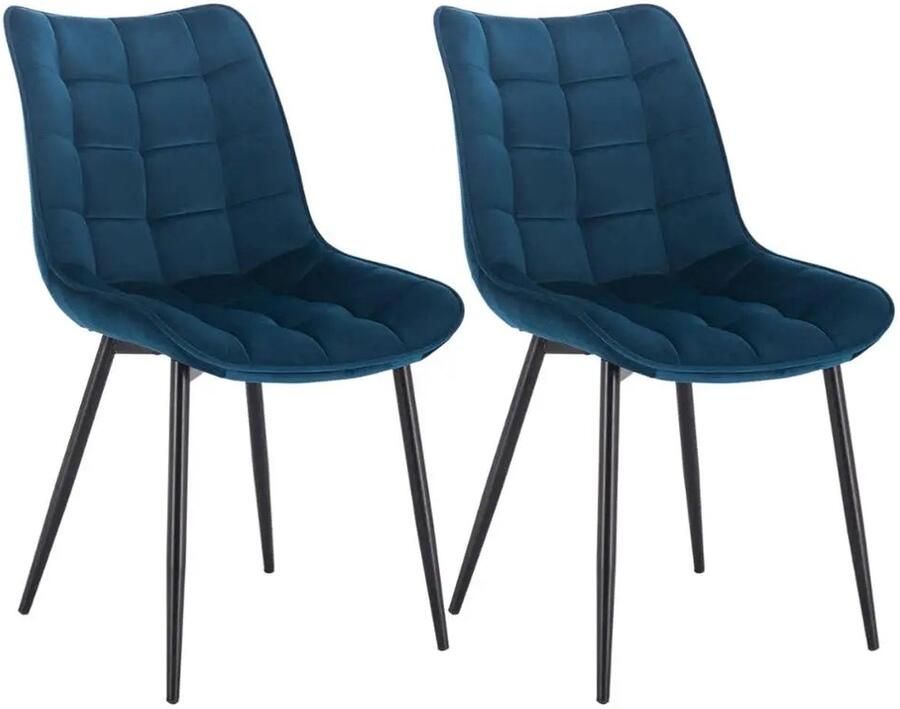 Corenia Eetkamerstoel – Stoel – Zitstoel – Bureaustoel – Makeupstoel – Velvet Blauw – Ergonomisch Design – Metalen Poten