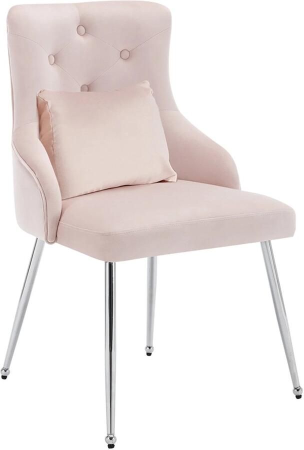 Corenia Eetkamerstoel – Zachte Stoel – Fluwelen Stoel – Velvet Stoel – Metalen Pootjes – Ergonomische Lendensteun – Verstelbare Voetjes 1 Stuk