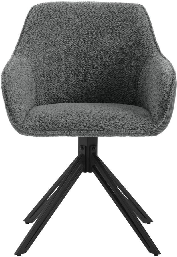 Corenia Eetkamerstoelen – Draaistoel Draaibare Eetkamerstoelen – Set van 2 – Ergonomische Corduroy Stoelen met Armleuningen – Comfortabele Keuken- & Loungestoelen – 360° Draaiend – Stabiel & Modern Design 58x53.5x82cm Donkergrijs