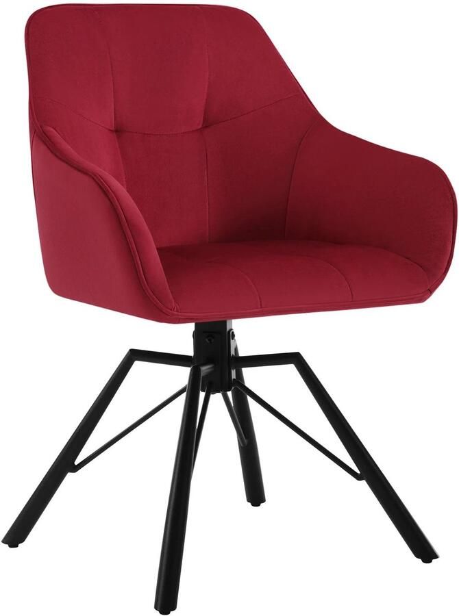 Corenia Eetkamerstoelen Eetstoelen Draaibare Ergonomisch met Armleuningen – Comfortabele Gestoffeerde Keukenstoel – Fluwelen Zitting – 360° Rotatie – Modern Design 58.5x54.5x82.5cm Bordeaux Fluweel
