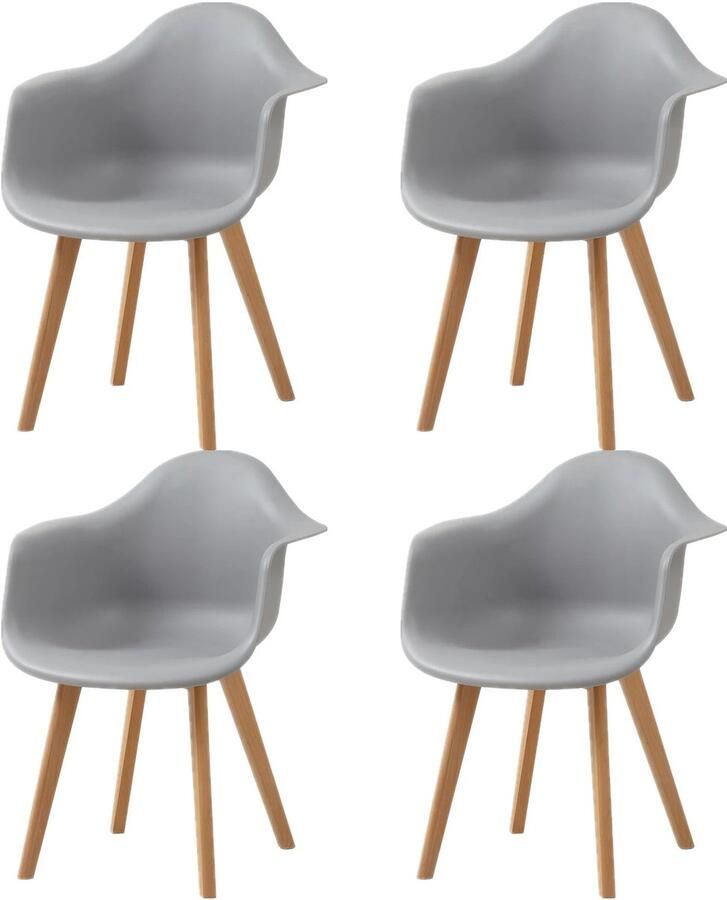 Corenia Eetkamerstoelen Eetstoelen Keukenstoelen Set van 4 Minimalistisch Retro Modern Stijl met Rugleuning Voor Keuken Eetgedeelte Kunstof Zitje Beuken Poten 43 x 47 x 81.5 cm Grijs