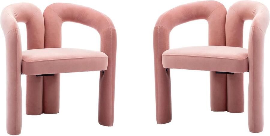 Corenia Eetkamerstoelen – Gestoffeerde Stoelen – Velvet Stoelen – Houten Stoelen – Comfortabele Zitting – Maximaal 150 Kg Draagvermogen Roze