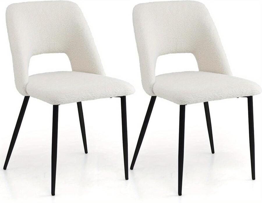 Corenia Eetkamerstoelen – Keukenstoelen – Barstoelen – Make-up Stoelen – Woonkamerstoelen – Set van 2 – Velours Bekleding – Verstelbare Metalen Pootjes – Beige