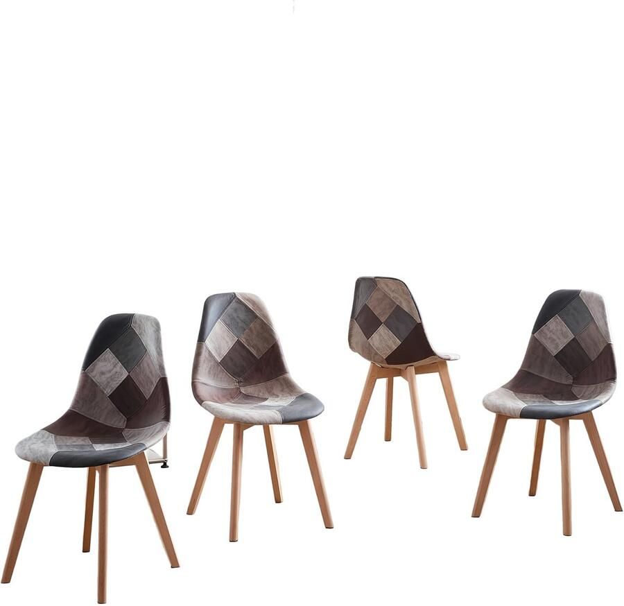 Corenia Eetkamerstoelen – Keukenstoelen – Caféstoelen – Wachtkamerstoelen – Moderne Stoelen Bruin – Waterbestendig Kunstleer – Beukenhouten Poten