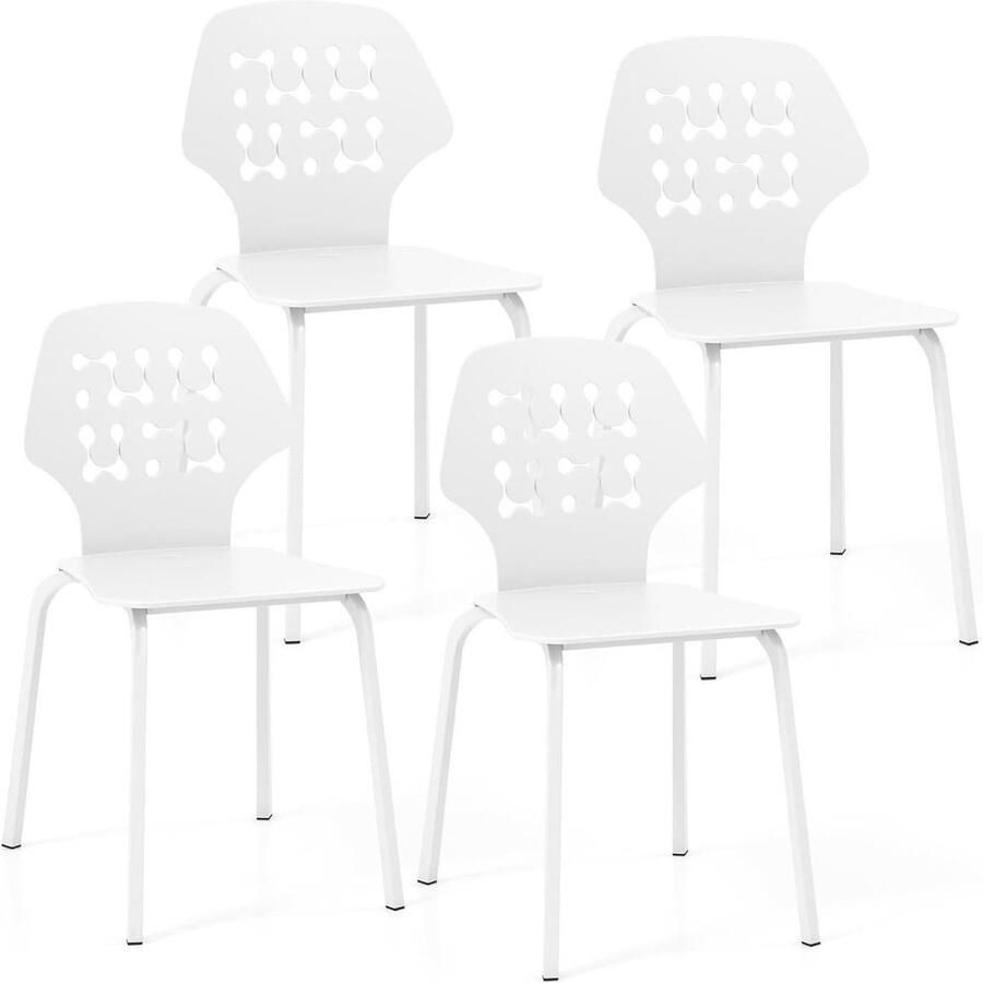 Corenia Eetkamerstoelen – Keukenstoelen – Stoelen Set – Design Stoelen – Witte Stoelen – Ergonomisch Comfort – Stevig Metalen Frame