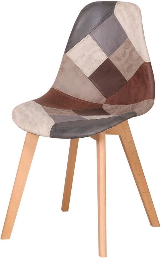 Corenia Eetkamerstoelen – Patchwork Stoelen – Comfortabele Stoelen – Houten Stoelen – Stevige Constructie – 46x40x85 Cm – Draaggewicht 100 Kg