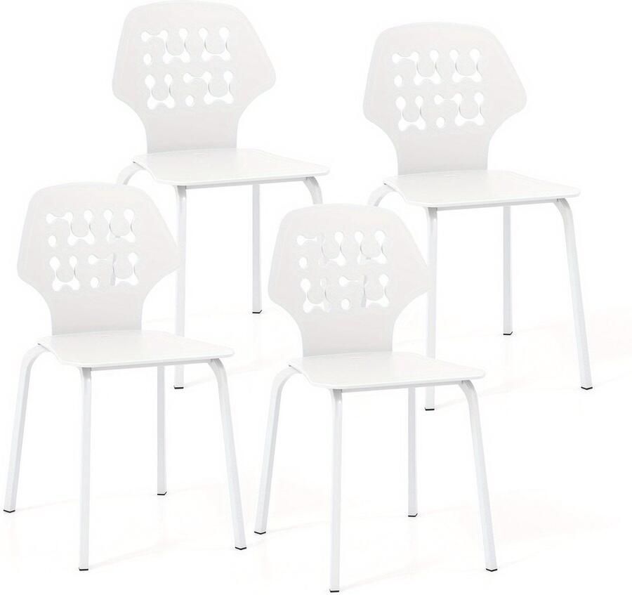 Corenia Eetkamerstoelen Set 4 – Keukenstoelen – Stoelen Zonder Armleuning – Metaal Stoelen – Moderne Stoelen – Ergonomische Rugleuning – Stevig Metalen Frame