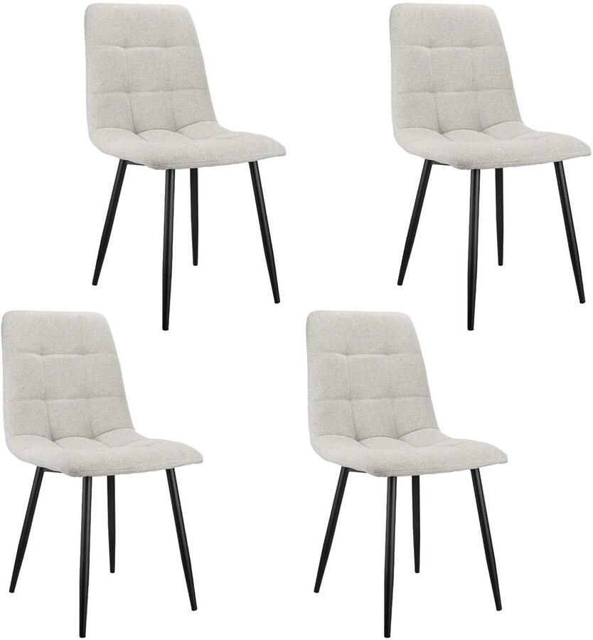 Corenia Eetkamerstoelen – Set of 4 Stoelen – Zitten – Bureaustoelen – Zitplaatsen – Ergonomisch Design – Stevig Metalen Frame 43 x 50 x 87.5 cm Grijs