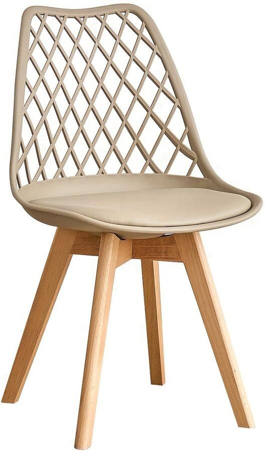 Corenia Eetkamerstoelen Set – Stoelen – Tuinstoelen – Keukenstoelen – Woonkamerstoelen – Tulpenstijl Design – Beukenhouten Poten – Ademend Mesh Rugleuning – PU Leren Zitkussen – Ergonomisch – Duurzaam – Kaki