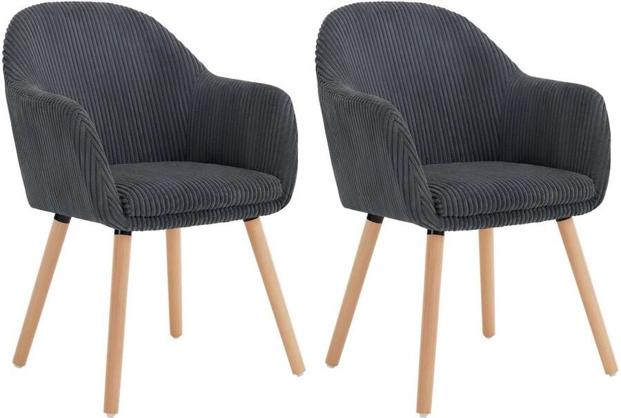 Corenia Eetkamerstoelen – Stoelen – Armstoel – Corduroy Stoel – Scandinavisch Design – Comfortabele Zitting – Massief Houten Poten