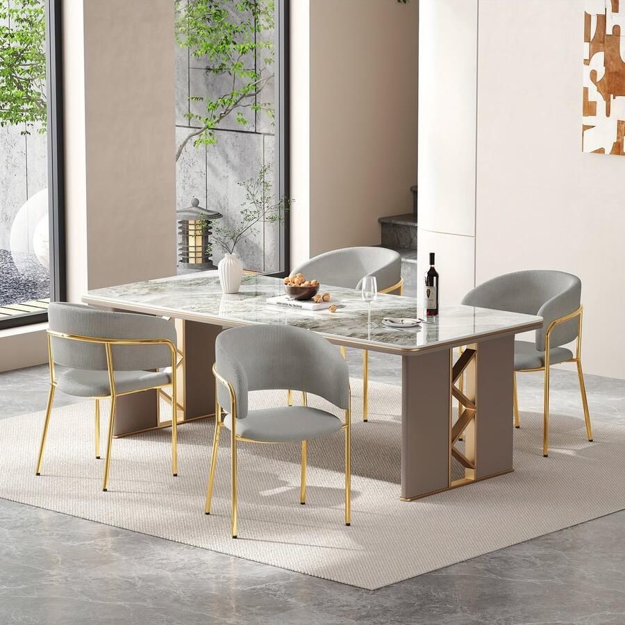 Corenia Eetkamerstoelen – Stoelen – Bamboestoelen – Dining Chairs – Bureaustoelen – Set van 4 – Modern Grijs – Zachte Kussens – Duurzaam Bamboe – Comfortabel & Ruimtebesparend