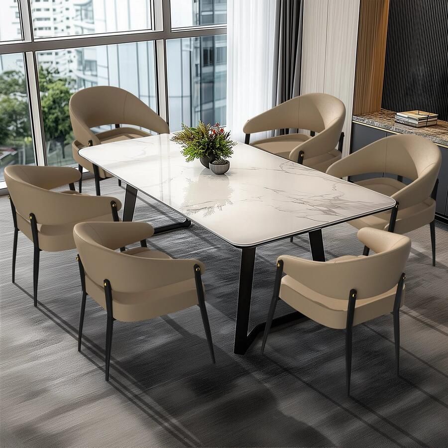 Corenia Eetkamerstoelen – Stoelen – Dinersstoelen – Comfortabele Stoelen – Armleuningen – Microfiber Kunstleer – Max. 150 Kg Belastbaar