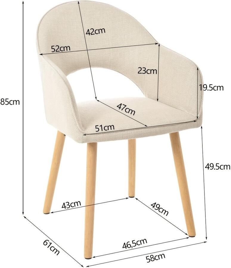 Corenia Eetkamerstoelen – Stoelen – Dining Chairs – Armstoelen – Loungestoelen – Set van 6 – Donkergrijs Corduroy – Massief Houten Poten – Comfortabele Schuimzitting