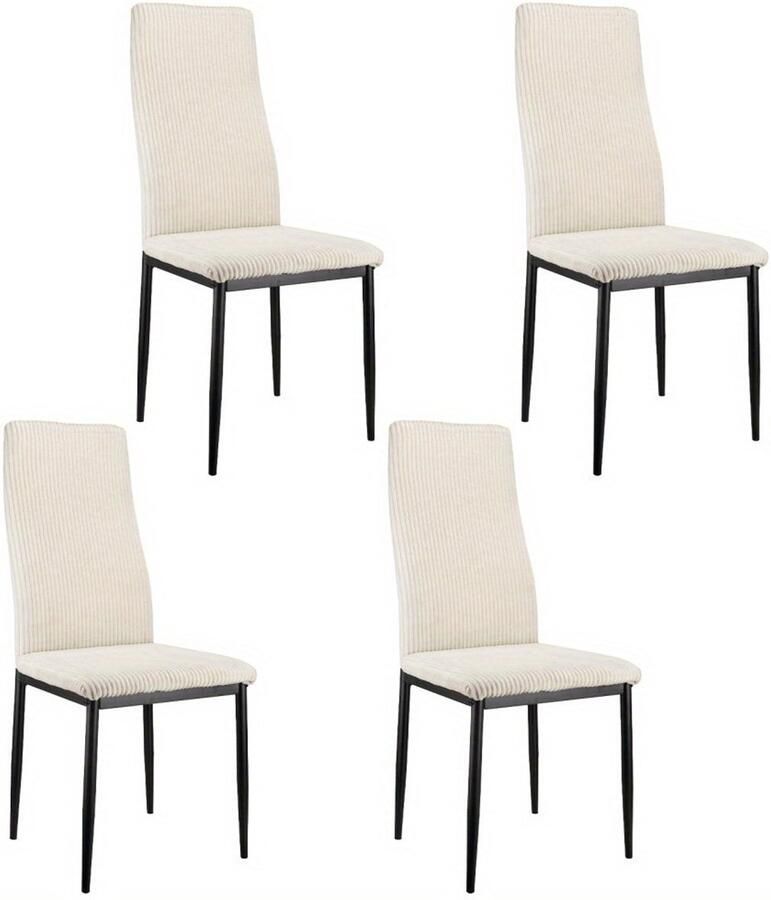 Corenia Eetkamerstoelen – Stoelen – Dining Chairs – Eetkamer Stoel Set – Bureaustoelen – Lichtbruin – Metalen Frame – Comfortabele Hoge Rugleuning