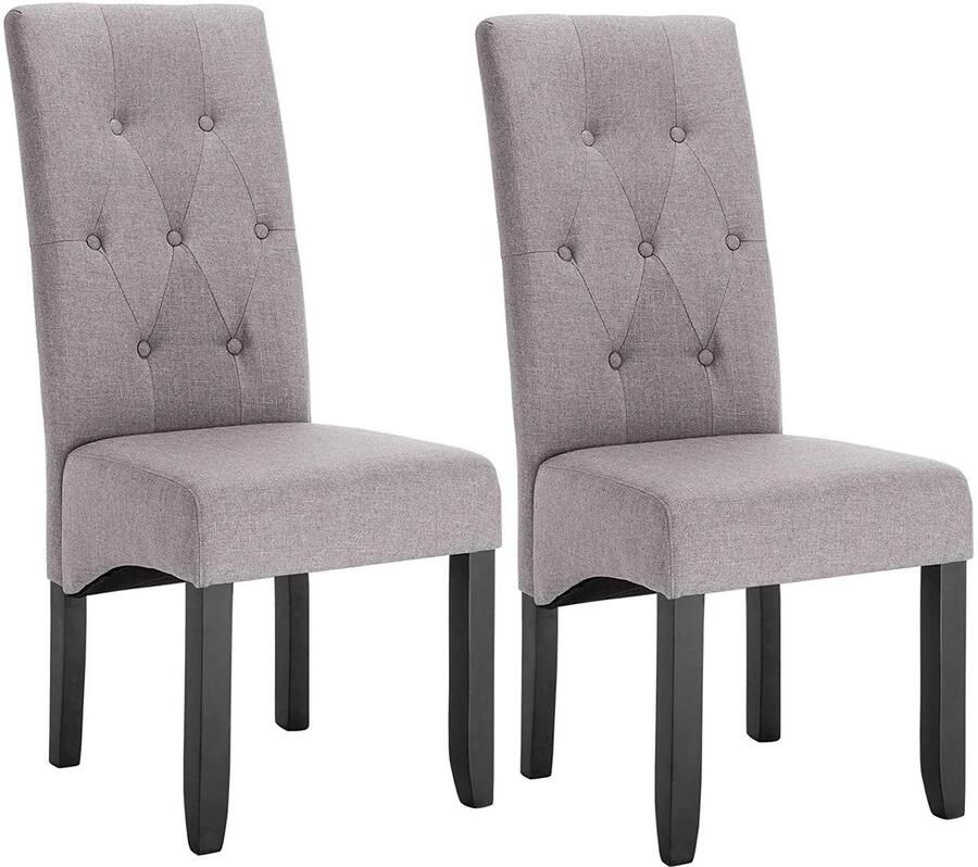 Corenia Eetkamerstoelen – Stoelen – Dining Chairs – Zetels – Zitten – Ergonomische Hoge Rugleuning – Duurzame Rubberhouten Poten Linnen Lichtgrijs