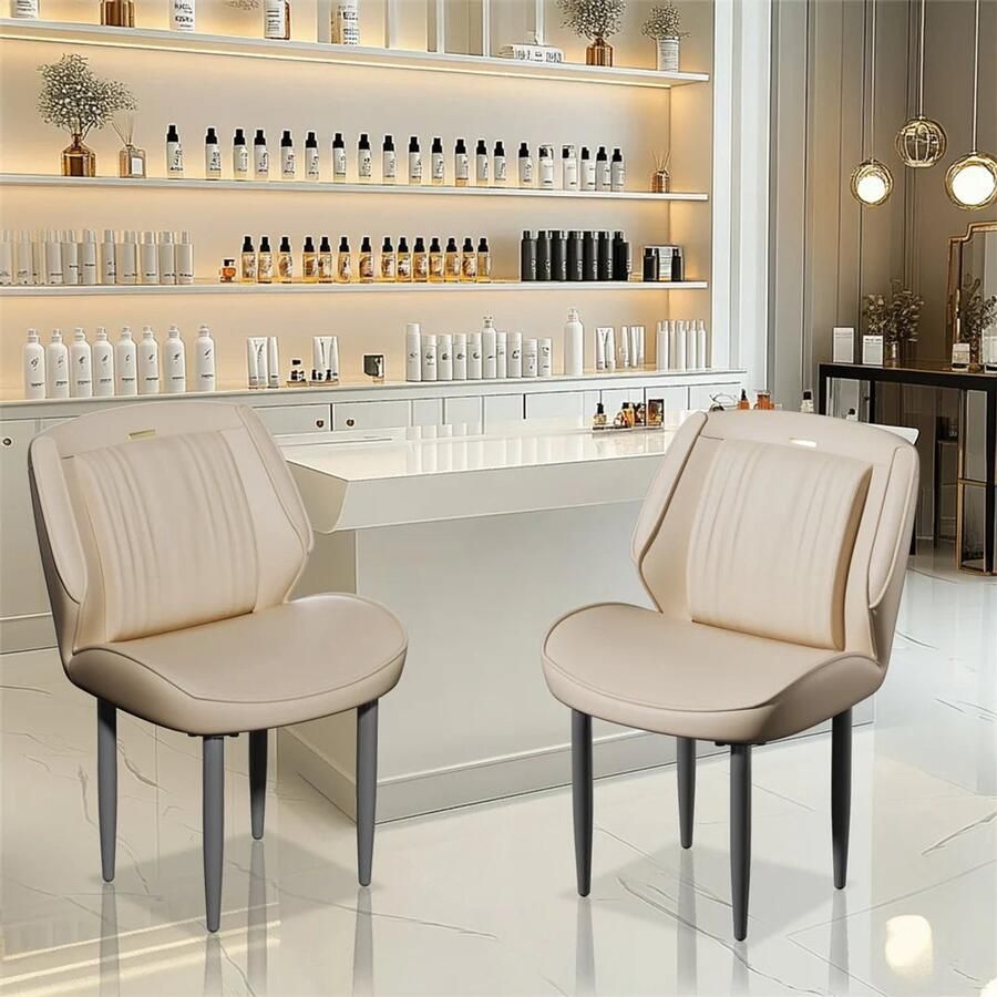 Corenia Eetkamerstoelen – Stoelen – Dining Stoelen – Armloze Stoelen – Microfiber PU-leer – Massief Hout – Draagvermogen 150 Kg Licht Khaki