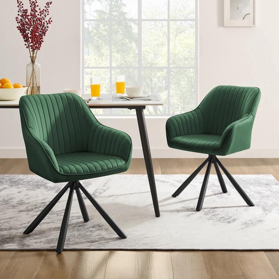 Corenia Eetkamerstoelen – Stoelen – Dining Stoelen – Velvet Stoelen – Fluweel Zachte Bekleding – Ergonomische Rugleuning – Verstelbare Voeten