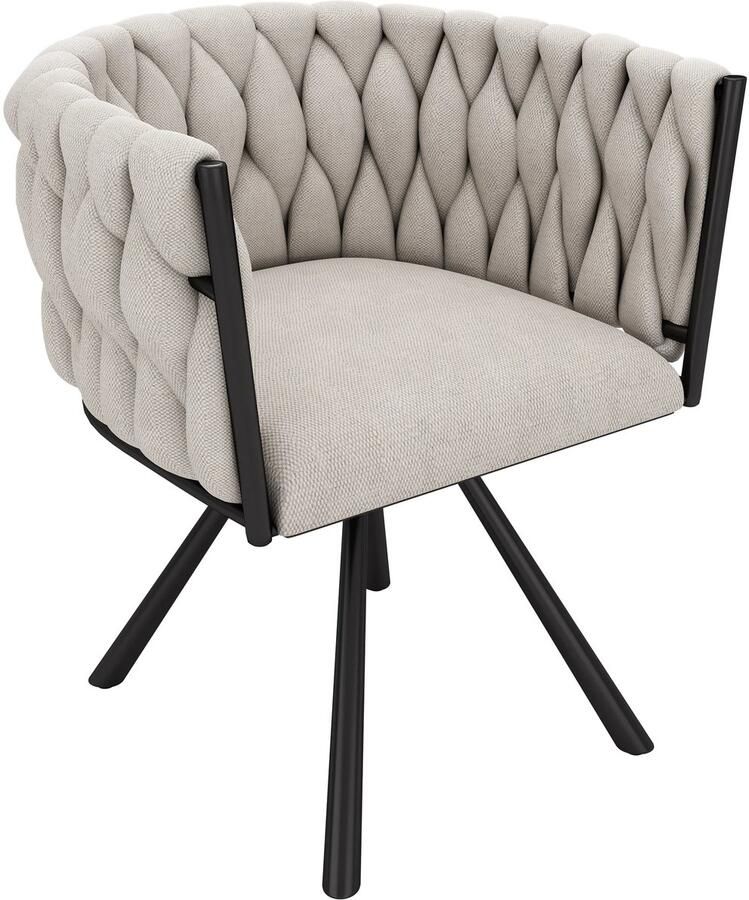 Corenia Eetkamerstoelen – Stoelen – Draaistoelen – Linnen Stoelen – Comfortabel Zitvlak – Ergonomische Rugleuning – Vierpoots Metalen Frame