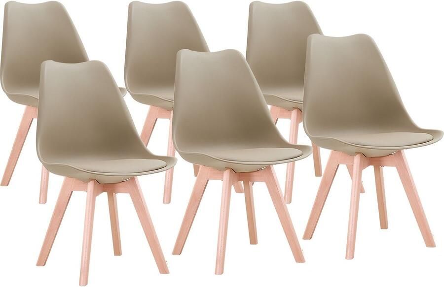 Corenia Eetkamerstoelen – Stoelen – Keukenstoelen – Bureaustoelen – Retro Stoelen – Licht Beige – Ergonomisch Ontwerp – Massief Beukenhout