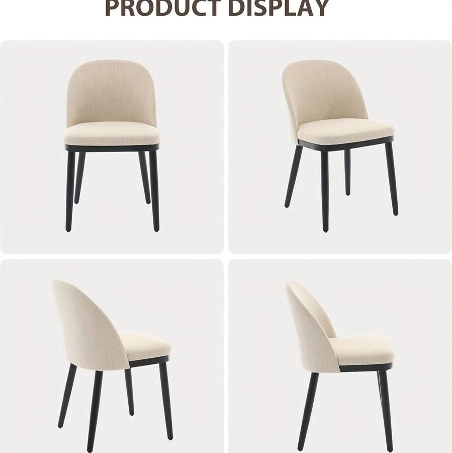 Corenia Eetkamerstoelen – Stoelen – Keukenstoelen – Set Van 2 – Beige – Modern Design – Dikke Schuimkussens – Houten Poten