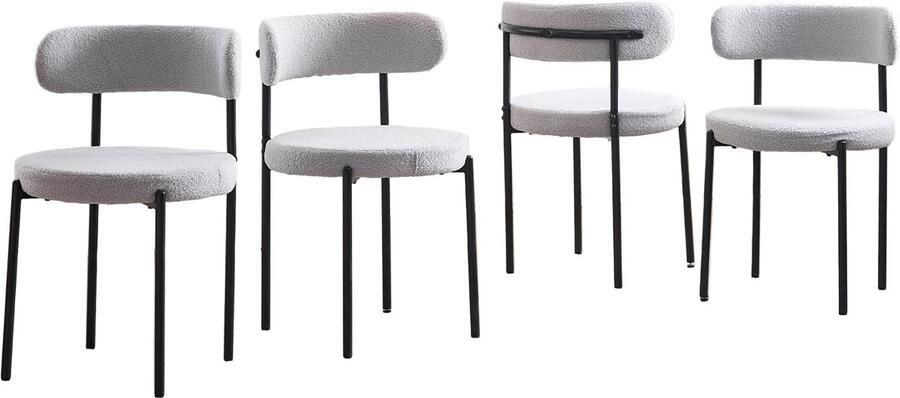 Corenia Eetkamerstoelen – Stoelen – Kitchen Chairs – Bistro Stoelen – Moderne Stoelen – Mid-Century Design – Velvet Bekleding – Robuust Metalen Frame – Set van 4 – Grijs