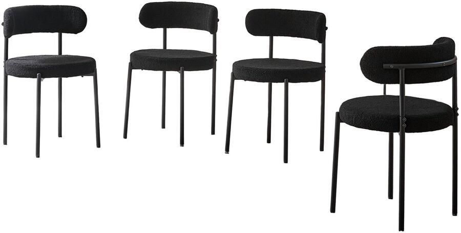 Corenia Eetkamerstoelen – Stoelen – Kuipstoelen – Bistrostoelen – Keukenstoelen – Velvet Bekleding – Zwart Metalen Onderstel