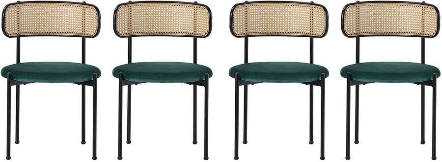 Corenia Eetkamerstoelen – Stoelen – Kuipstoelen – Dining Stoelen – Set van 4 Velours Bekleding – Ergonomische Rugleuning Groen