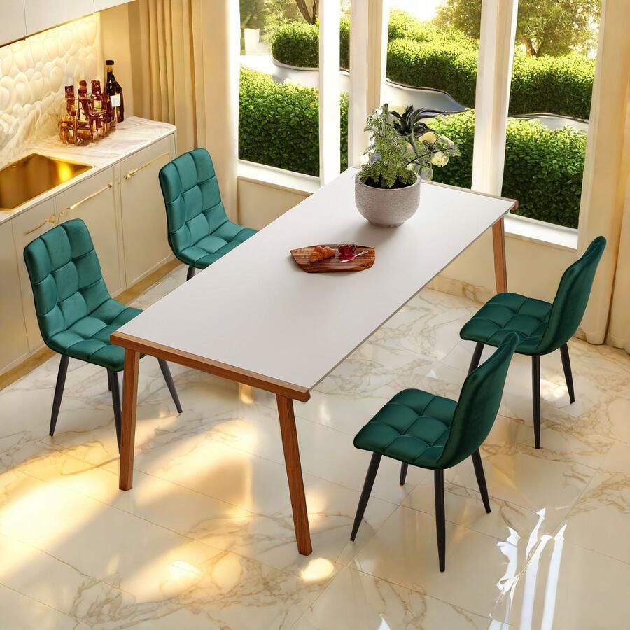 Corenia Eetkamerstoelen – Stoelen – Kuipstoelen – Keukenstoelen – Dining Chairs – Set Van 4 – Velvet Bekleding – Metalen Poten – Zithoogte 44 cm – Comfortabele Rugleuning